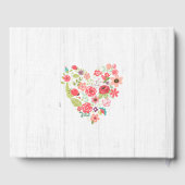 Witte Hout Bloemen Hart Wensen voor Baby shower Gastenboek (Achterkant)