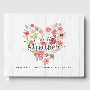 Witte Hout Bloemen Hart Wensen voor Baby shower Gastenboek