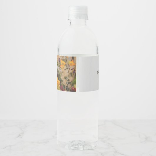 Witte Houten Herfst Bloemen Bruiloft Water Flessen Waterfles Etiket (Achterkant)