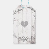 Witte Houten Rustieke Boerderij Monogram Bruiloft Cadeaulabel (Achterkant)