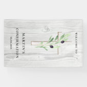 Witte houtkruisbevestigingspanner spandoek (Horizontaal)