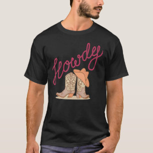 Witte Howdy Vintage Rodeo Westers Zuiden Landelijk T-shirt