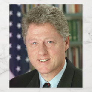 Witte Huis-foto van president Bill Clinton Wijn Etiket