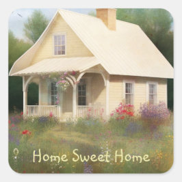 Witte Huis Housewarming Vierkante Sticker
