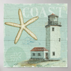 Witte Huis op strand Poster