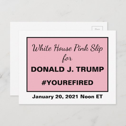 Witte Huis Roze Slip voor Trump Resistance Lijst Briefkaart (Voorkant / Achterkant)