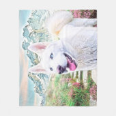 Witte husky dog fleece deken (Voorkant)