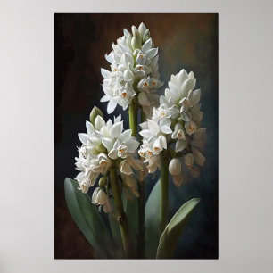 Witte Hyacint Bloemenkunst Print Poster
