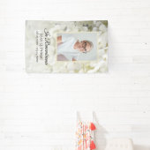 Witte Hydrangea Bloem Viering van het Leven Begraf Spandoek (Insitu)