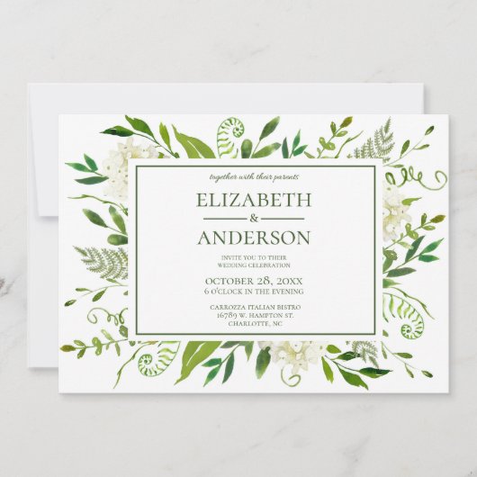 Witte Hydrangea Bloemen Bruiloft Viering Kaart (Voorkant)