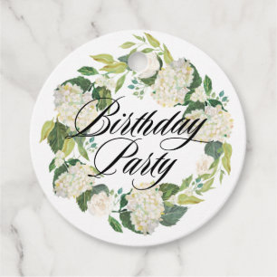 Witte Hydrangea Bloemen Krans Verjaardagsfeest Bedankjes Labels