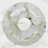 Witte Hydrangea Bloemen Naam en tekst toevoegen Wijnglaslabel (Voorkant)