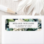Witte Hydrangea Botanical Custom Return Adres Etiket (Insitu)