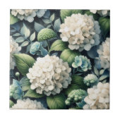 Witte Hydrangea Botanische Schilderij Tegeltje (Voorkant)