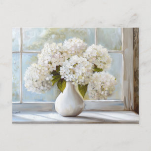 Witte Hydrangea, Cottage Core, stijl Briefkaart
