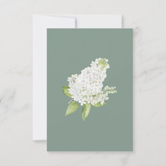 Witte Hydrangea Dark Sage Bruiloft RSVP (Achterkant)