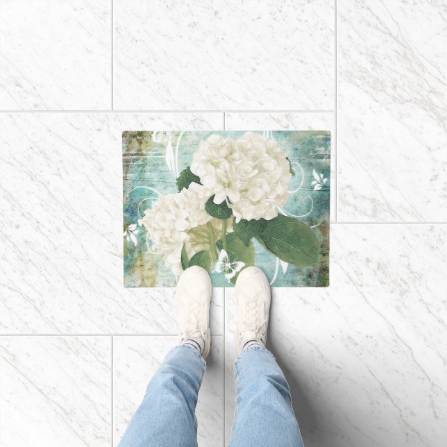 Witte hydrangea doormat deurmat (Binnen)