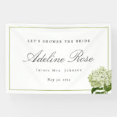 Witte Hydrangea Douche de bruid Naam en datum Spandoek (Horizontaal)