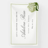 Witte Hydrangea Douche de bruid Naam en datum Spandoek (Verticaal)