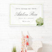 Witte Hydrangea Douche de bruid Naam en datum Spandoek (Insitu)