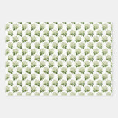 Witte Hydrangea Gingham en Polka Dot Patroon Inpakpapier Vel (Voorkant)