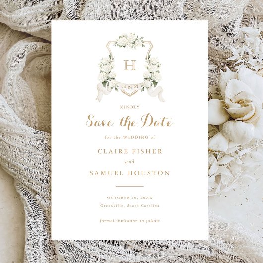 Witte Hydrangea Groene Krans Save the Date Kaart