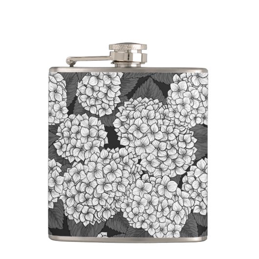 Witte hydrangea heupfles (Voorkant)