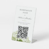Witte Hydrangea Honeymoon Fund donatie teken Reclamebord Met Voetstuk (Voorkant)