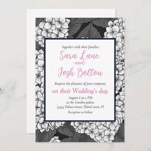 Witte hydrangea kaart (Voorkant / Achterkant)