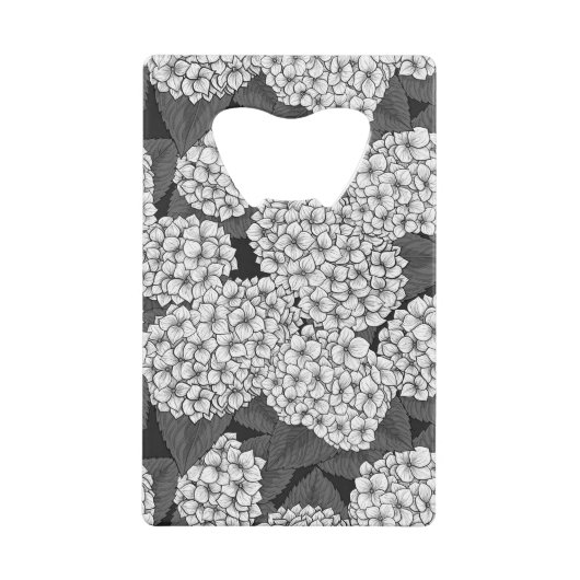 Witte hydrangea kredietkaart flessenopener (Voorkant)