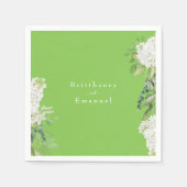 Witte Hydrangea Lime Groene Bruiloft Servet (Voorkant)