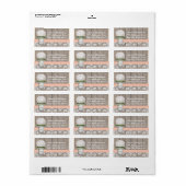 Witte Hydrangea Monogrammed Mason Jar in Perzik Etiket (Full Sheet)