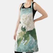 Witte hydrangea op blauw schort (Insitu)