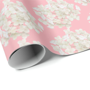 Witte hydrangea op Blush Pink Cadeaupapier