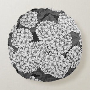 Witte hydrangea rond kussen
