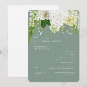 Witte Hydrangea Sage Rond Vrijgezellenfeest Kaart (Voorkant / Achterkant)
