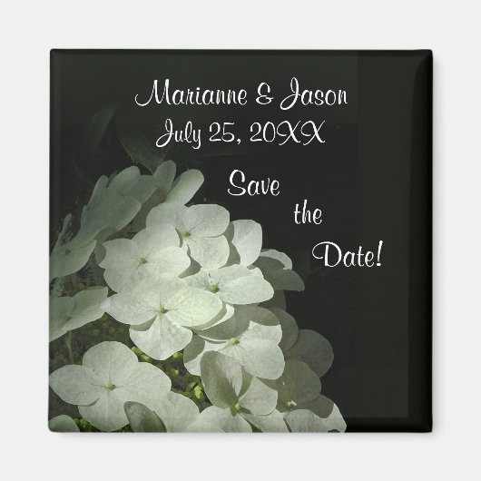Witte Hydrangea Save the Date Magnet Magneet (Voorkant)