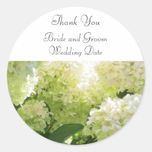 Witte Hydrangea Trouw Dank Je Ronde Sticker