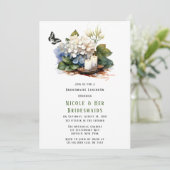 Witte Hydrangea Vlinder Bruidsmeisjes Lunch Kaart (Staand voorkant)