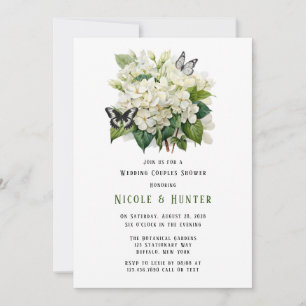 Witte Hydrangea vlinder bruiloft koppels douche Kaart