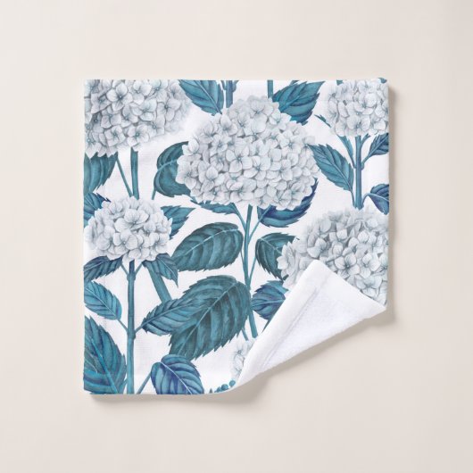 Witte hydrangea waterverf bad handdoek (Wasdoekje)