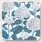Witte hydrangea waterverf bier onderzetter (Voorkant)