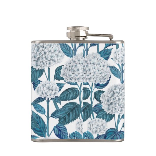 Witte hydrangea waterverf heupfles (Achterkant)