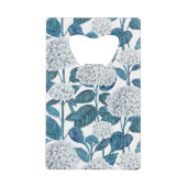 Witte hydrangea waterverf kredietkaart flessenopener (Voorkant)