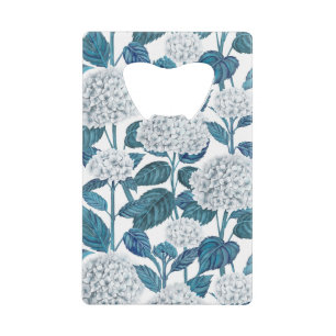 Witte hydrangea waterverf kredietkaart flessenopener