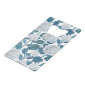 Witte hydrangea waterverf kredietkaart flessenopener (Achterkant Gekanteld)