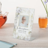 Witte Hydrangea Waterverf Viering van het leven Reclamebord Met Voetstuk (Insitu)