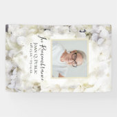 Witte Hydrangea Waterverf Viering van het leven Spandoek (Horizontaal)