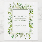 Witte Hydrangeas Bloemen Waterverf Wijn Etiket (Enkel label)