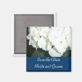 Witte hydrangeas met zeegrens magneet (Voorkant / Achterkant)